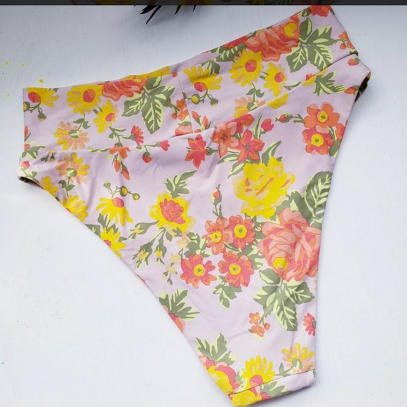 2/$25 Aerie NWT  Floral Print High Cut Cheeky Bikini Bottom -L - Picture 5 of 5